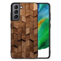 Houten Print Telefoonhoesje voor Samsung Galaxy S21FE Wooden Cubes