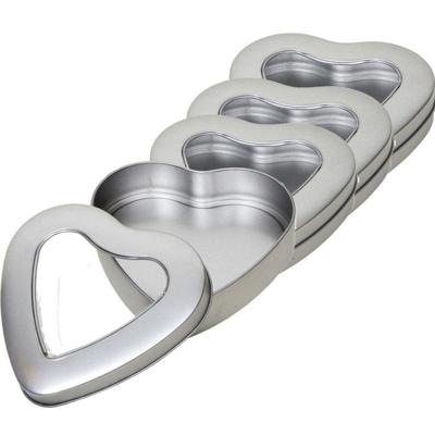 Hartjes vorm opbergblik/bewaarblik met venster - 4x - 13 x 13 x 3 cm - Cadeauverpakking Hartjes vorm opbergblik/bewaarblik met venster - 4x - 13 x 13 x 3 cm - Cadeauverpakking