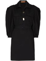 Rejina Pyo robe-chemise ceinturée à manches bouffantes - Noir - thumbnail