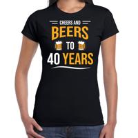 Cheers and beers 40 jaar verjaardag cadeau t-shirt zwart voor dames