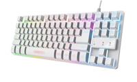 Trust Gaming GXT 833W Thado gaming-toetsenbord, TKL QWERTY Spaans, Tenkeyless (20% kleiner), 69% gerecycled kunststof, membraan, anti-ghosting, RGB-gamer-toetsenbord, USB, pc/computer, wit