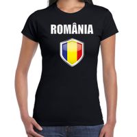 Roemenie fun/ supporter t-shirt dames met Roemeense vlag in vlaggenschild 2XL  -