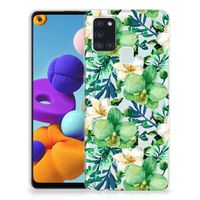 Samsung Galaxy A21s TPU Case Orchidee Groen - thumbnail