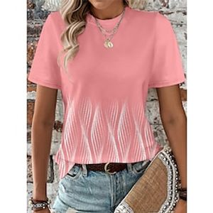 Dames T-shirt Geometrisch Afdrukken Dagelijks Uitgaan Modieus Korte mouw Ronde hals Zwart Zomer Lightinthebox