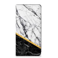 Samsung Galaxy A05s Standcase Marmer Wit Zwart - Origineel Cadeau Man