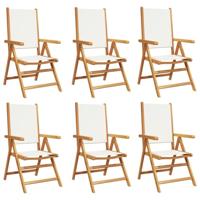 vidaXL Tuinstoelen 6 st massief hout en stof crèmewit, inklapbare tuinstoel, terrasstoel, loungestoel, tuin stoel, loungestoel tuin, kampeerstoel