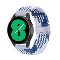 By Qubix - Braided nylon bandje - Blauw/wit - Compatible met Garmin Vivoactive 6 / Vivoactive 5 / Vivoactive 3 - Compatible Garmin bandje - Bandbreedte: 20mm