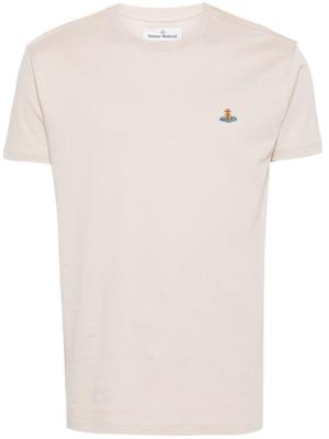 Vivienne Westwood Katoenen T-shirt met geborduurd logo - Beige Vivienne Westwood Katoenen T-shirt met geborduurd logo - Beige
