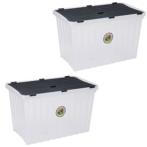 2x Stuks Opbergdozen/organizers met deksel - kunststof - 76 Liter