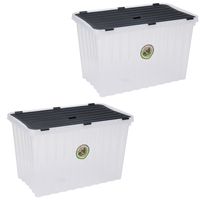 2x Stuks Opbergdozen/organizers met deksel - kunststof - 76 Liter - thumbnail