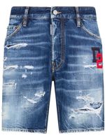 DSQUARED2 short en jean à effet usé - Bleu