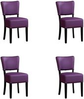 Set van 4 Paarse leren landelijke eetkamerstoelen Rest - Toledo Leer Aubergine (paars leer) - thumbnail