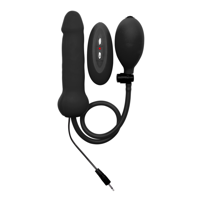 Ouch! by Shots Inflatable and Vibrating Silicone Dildo - Black - thumbnail