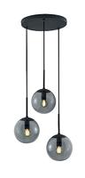 Trio Leuchten Hanglamp Balini 308590342, metaal antraciet, glas rookkleurig, excl. 3x E14