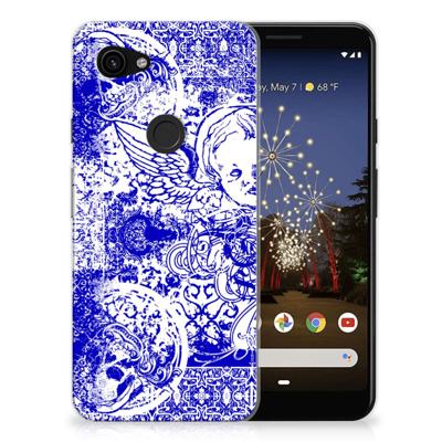 Silicone Back Case Google Pixel 3A Angel Skull Blauw