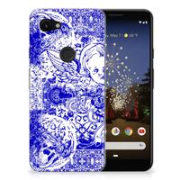 Silicone Back Case Google Pixel 3A Angel Skull Blauw