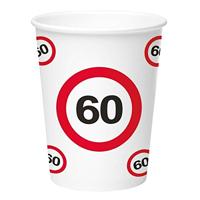 Folat - 60 Jaar Verkeersbord Papieren Bekers 350ml - 8 stuks