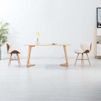 Eetkamerstoelen 2 st kunstleer en gebogen hout crme