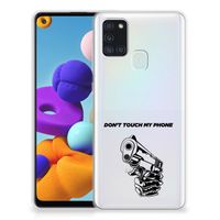 Samsung Galaxy A21s Silicone-hoesje Gun Don't Touch My Phone