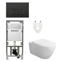 Villeroy & Boch Subway 2.0 DirectFlush CeramicPlus toiletset slimseat zitting met Geberit reservoir en bedieningsplaat met rechthoekige knoppen mat zwart 0701131/SW706189/ga26033/ga91964/ - thumbnail