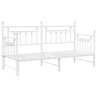 vidaXL Dagbed Frame met Uitschuifbed Wit 80x200 cm Staal