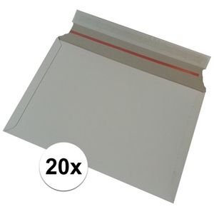 20x Kartonnen verzendenveloppen wit 38 x 26 cm   -