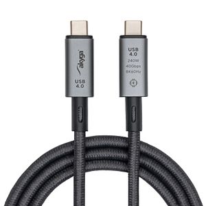 Akyga USB-kabel USB-C stekker, USB-C stekker 1.00 m Grijs AK-USB-45