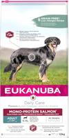 Eukanuba Daily Care Mono-Protein hondenvoer, droogvoer met alleen zalm als dierlijk proteïne, allergeenarme formule, 12 kg