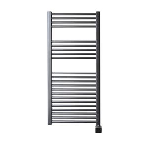 Sanicare elektrische design radiator 45x112cm gunmetal met Bluetooth en thermostaat rechts chroom