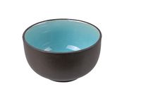 Zwart/Turquoise Kom - Glassy Turquoise - 13 x 7.5cm 600ml