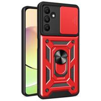 Samsung Galaxy A15 Rotary Ring Hybrid Case with Camera Shield - Rood - thumbnail