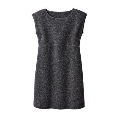 Walkstof jurk met korte mouwen, koolzwart 46