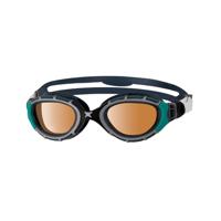 Zoggs Predator Flex Goggle, UV-bescherming zwembril, zwart/groen/gepolariseerd koper, klein