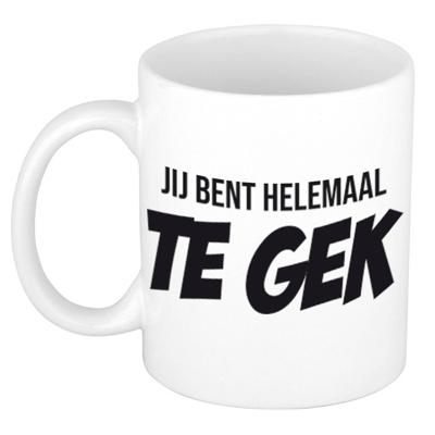 Jij bent helemaal te gek witte cadeau koffiemok / theebeker 300 ml - feest mokken