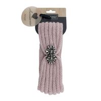 Gebreide winter hoofdband oudroze voor dames - thumbnail