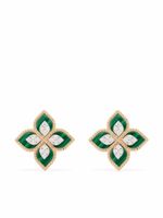 Roberto Coin puces d'oreilles Princess Flower en or rose 18ct ornées de diamants et de malachite