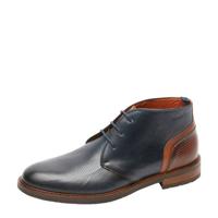Van Lier Boston leren veterschoenen donkerblauw