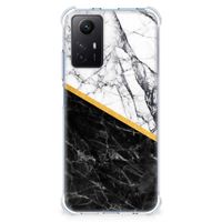 Xiaomi Redmi Note 12s Anti-Shock Hoesje Marmer Wit Zwart - Origineel Cadeau Man