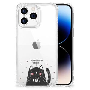 iPhone 14 Pro Stevig Bumper Hoesje Cat Good Day