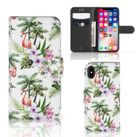 Apple iPhone X | Xs Telefoonhoesje met Pasjes Flamingo Palms - thumbnail