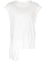 Yohji Yamamoto t-shirt en coton à ourlet asymétrique - Blanc