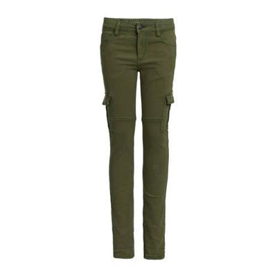 WE Fashion Blue Ridge skinny cargobroek donkergroen