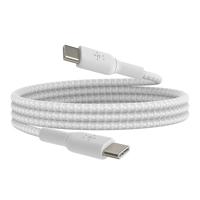 Belkin BoostCharge gevlochten USB-C/USB-C-kabel, USB-C-snellaadkabel voor iPhone 15, Plus, Pro, Pro Max, Samsung Galaxy S24, Pixel, iPad, Nintendo Switch en meer, USB Type-C-snellaadkabel, 1 m, wit