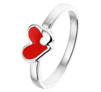 Ring Hartjes zilver-emaille zilverkleurig-rood