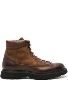 Doucal's panelled lace-up ankle boots - Marron