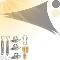 Silvergear® Schaduwdoek Driehoek | Zonnescherm voor Balkon, Terras & Tuin | Zonnedoek 95% UV-Bescherming & Waterafstotend | 3.6x3.6x3.6M | Grijs