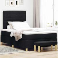 vidaXL Boxspringbed met Matras & Bank Zwart 120x190 cm Stof