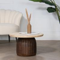 Salontafel Juan Bruin Met Travertin Rond 60cm - Giga Meubel - thumbnail