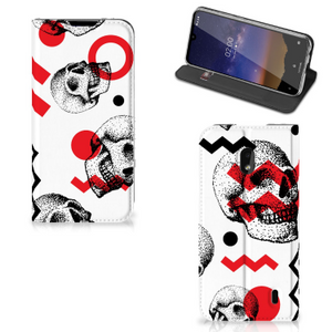 Mobiel BookCase Nokia 2.2 Skull Red