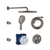 GROHE Grohtherm SmartControl Regendoucheset inbouw - hoofddouche 31cm - handdouche rond - wandarm - geborsteld hard graphite sw98828/sw98869/sw98893/sw98901/sw105953/sw225087/ - thumbnail